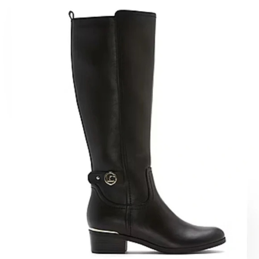 Liz Claiborne Womens Tinley Block Heel Riding Boots Black (WIDE CALF) (WIDE)